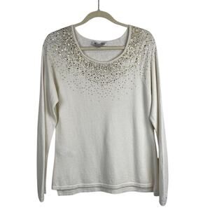 Tommy Bahama-French Cream Gold Sequin Embellishment on Sweater